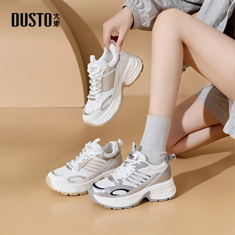 大东女鞋时尚百搭复古老爹鞋女2025秋新款潮流运动厚底休闲鞋0313