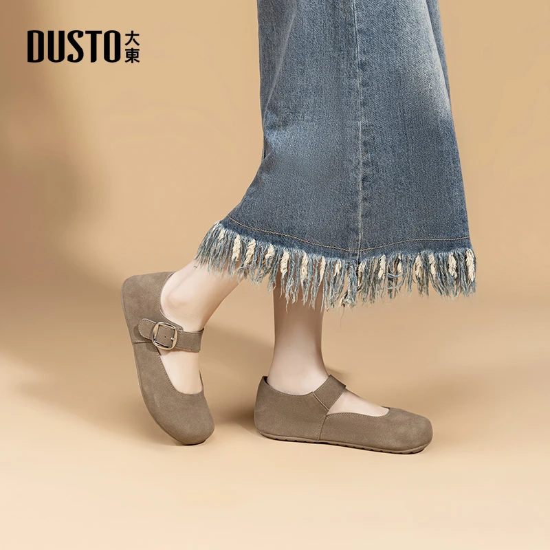 大东女鞋2025秋季新款爆款魔术贴平底鞋子舒适通勤软底勃肯鞋0101