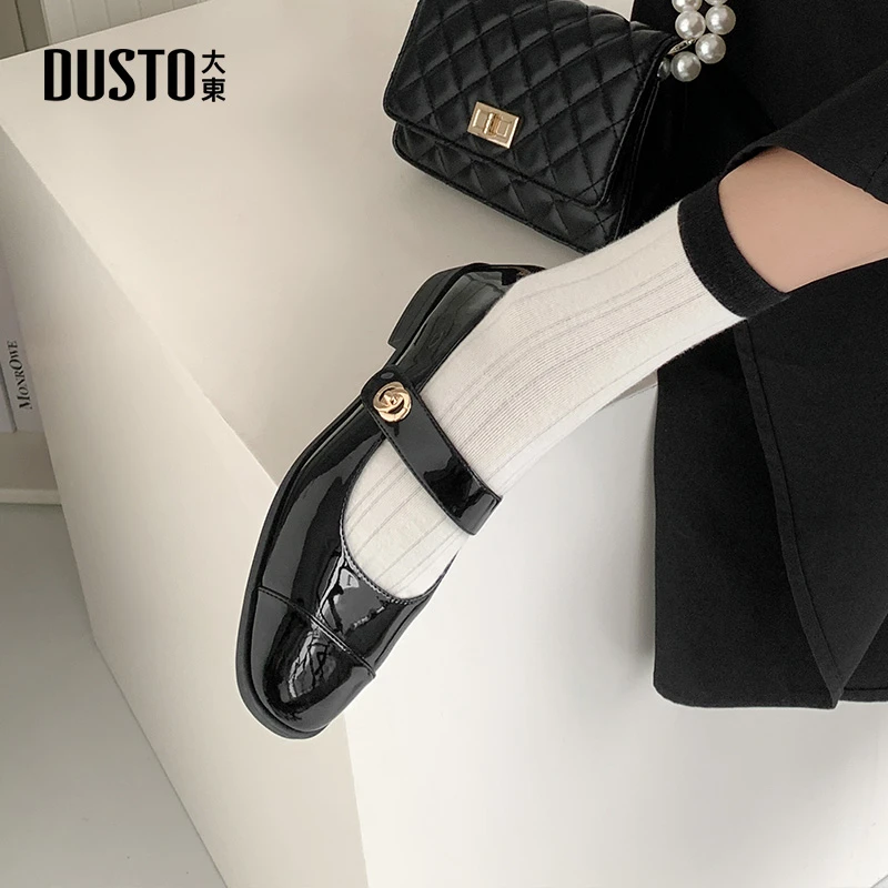 DUSTO/大东2025秋季新款小众百搭单鞋玛丽珍粗跟方头气质女鞋0025
