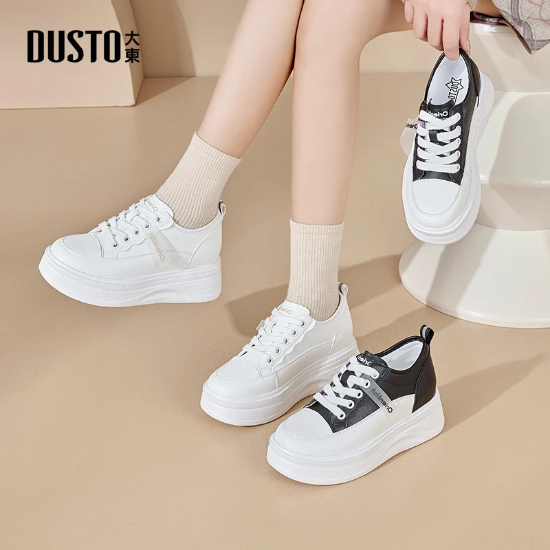 大东百搭小白鞋2025秋季新款爆款厚底增高学院风韩系系带女鞋0353