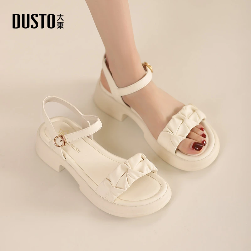 DUSTO/大东时装凉鞋女2025夏季新款简约风女鞋一字扣时尚鞋子0201