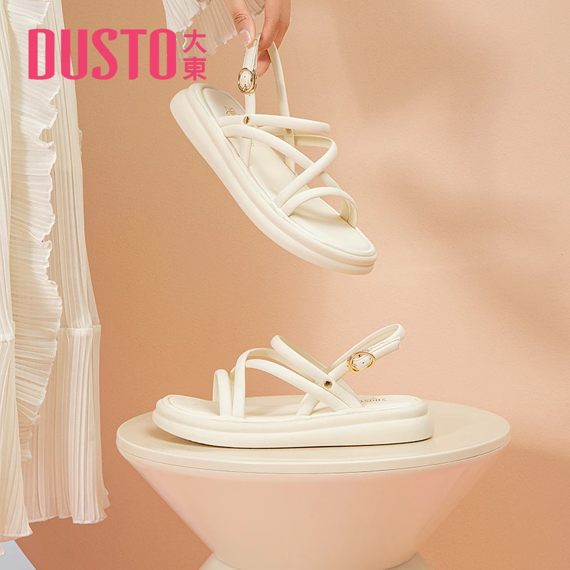 时尚厚底凉鞋女2025夏季新款低跟平底露趾细带女鞋2009