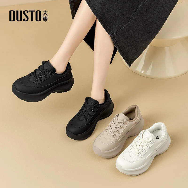 DUSTO/大东厚底小白鞋2025春秋新款时尚百搭休闲运动女鞋潮流0112
