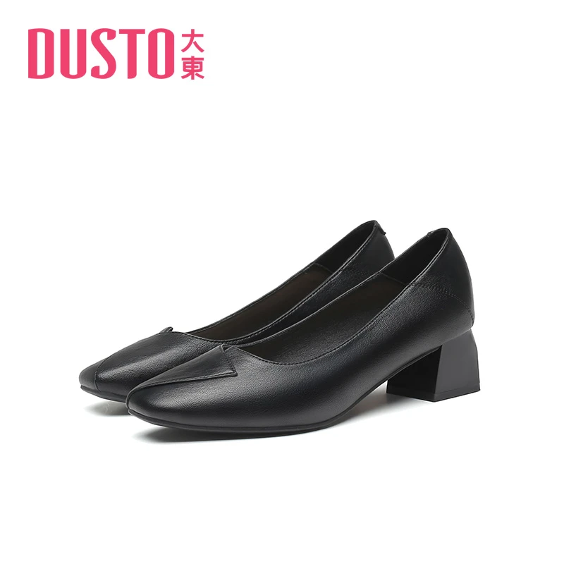 DUSTO/大东通勤女鞋2024春季新款时尚潮流简约方头套脚单鞋0009
