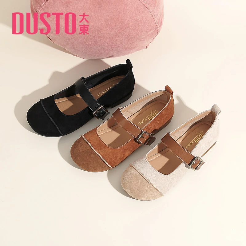 DUSTO/大东浅口单鞋2025年秋季新款韩版圆头套脚低跟方跟女鞋0213