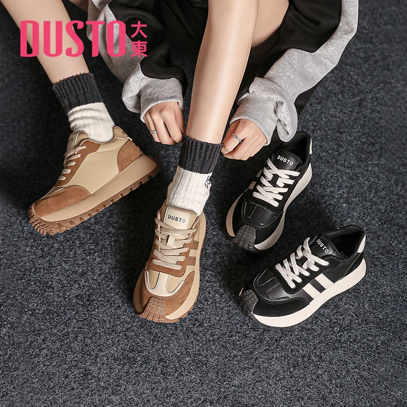DUSTO/大东时尚运动鞋女2024春季新款休闲平底老爹鞋圆头女鞋0663