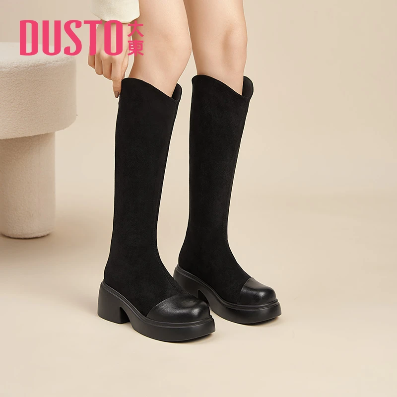 大东秋冬厚底高筒靴2024新款小个子女靴显高显瘦不过膝靴子女0690
