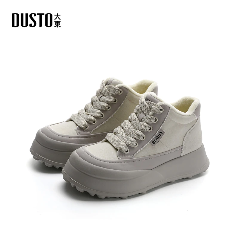 大东女鞋2025冬加绒加厚保暖休闲时尚百搭运动感厚底增高鞋子0193
