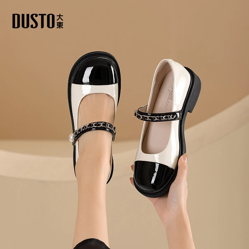DUSTO/大东玛丽珍鞋女2024秋季新款时尚潮流舒适简约套脚女鞋0107