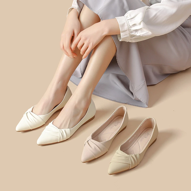 大东职场气质尖头单鞋女秋季欧若智性风简约休闲舒适套脚女鞋0213