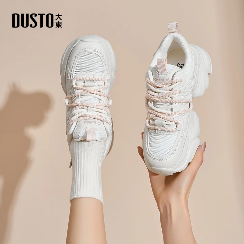 大东厚底老爹鞋2025秋季新款时尚潮流百搭休闲小白鞋跑步女鞋0335