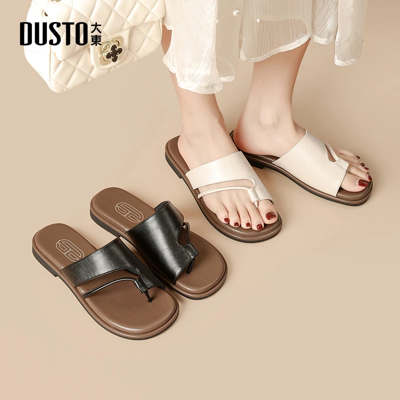 大东百搭套趾拖鞋女2025秋季新款时尚休闲方跟低跟方头套脚1193