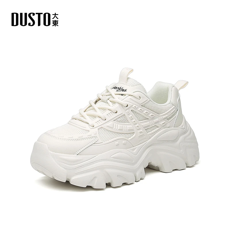 DUSTO/大东白色休闲鞋2024秋季时尚百搭女鞋网面透气老爹鞋女0309