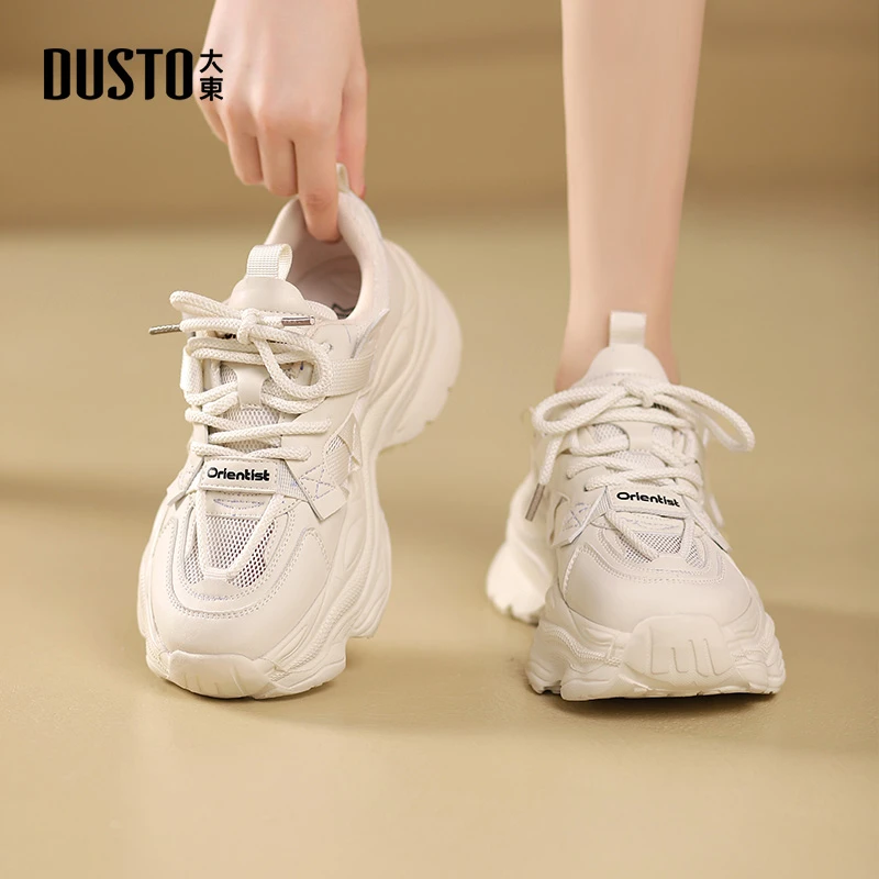 大东爆款时尚老爹鞋2025春季新款百搭小白鞋厚底ins风女鞋0306