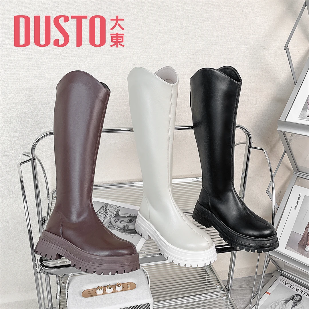 DUSTO/大东秋冬长筒靴女时尚百搭厚底女靴显瘦增高不过膝长靴0699