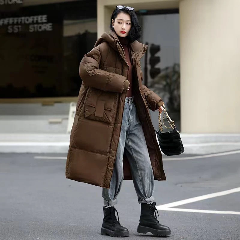 长款羽绒服羽绒服时尚连帽中长款加厚保暖韩版显瘦休闲百搭女1802