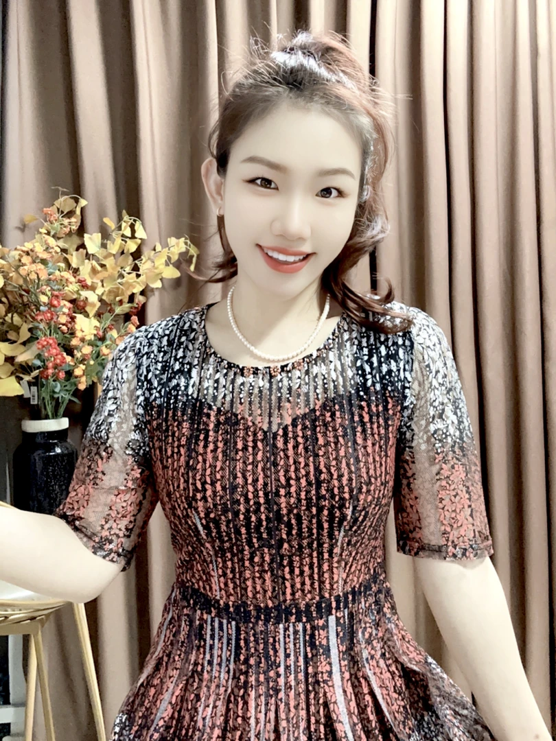 S 1212优雅气质妈妈装连衣裙