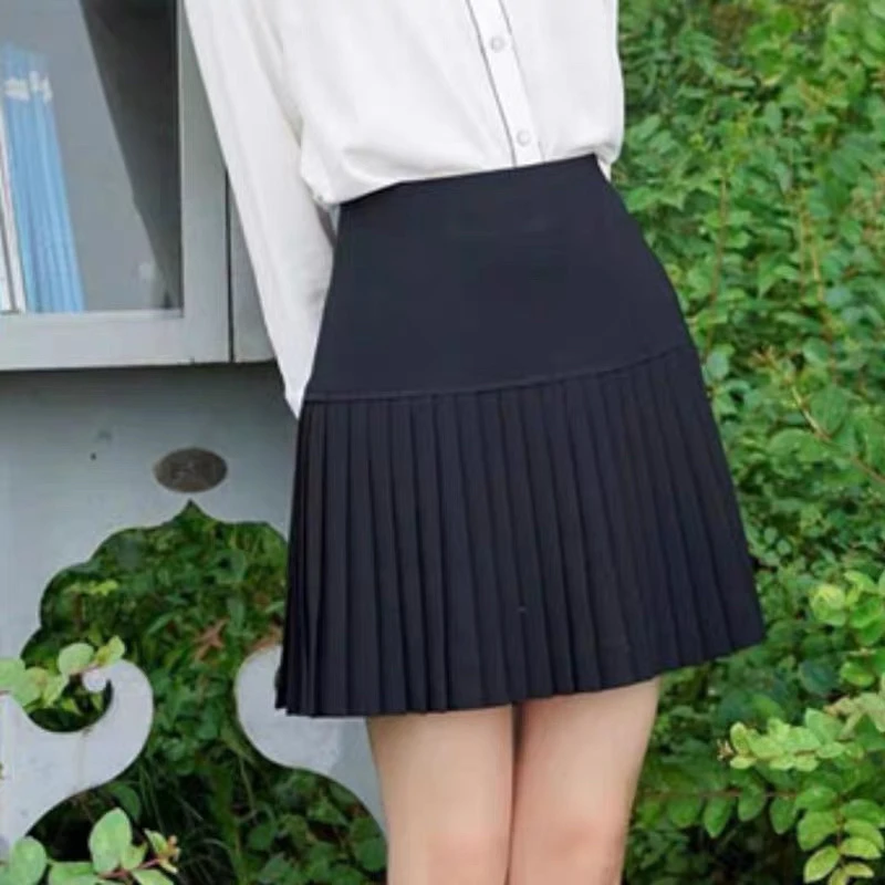 福利秋冬新款高腰纯色气质显瘦时尚百搭百褶羊毛半身裙1200233