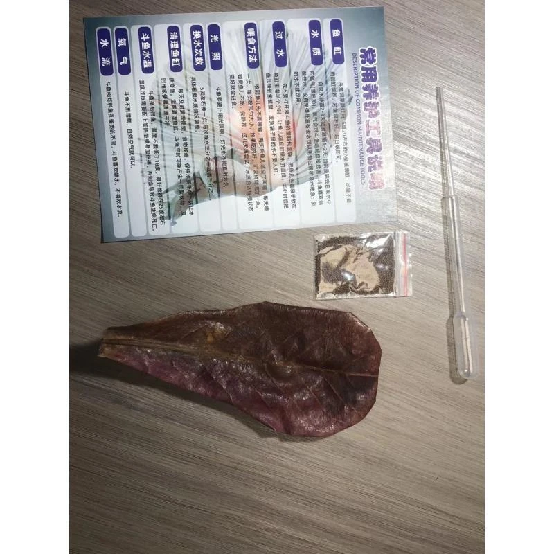 独立包装四件套斗鱼养护工具套装斗鱼摆摊四件套榄仁叶新手教程卡