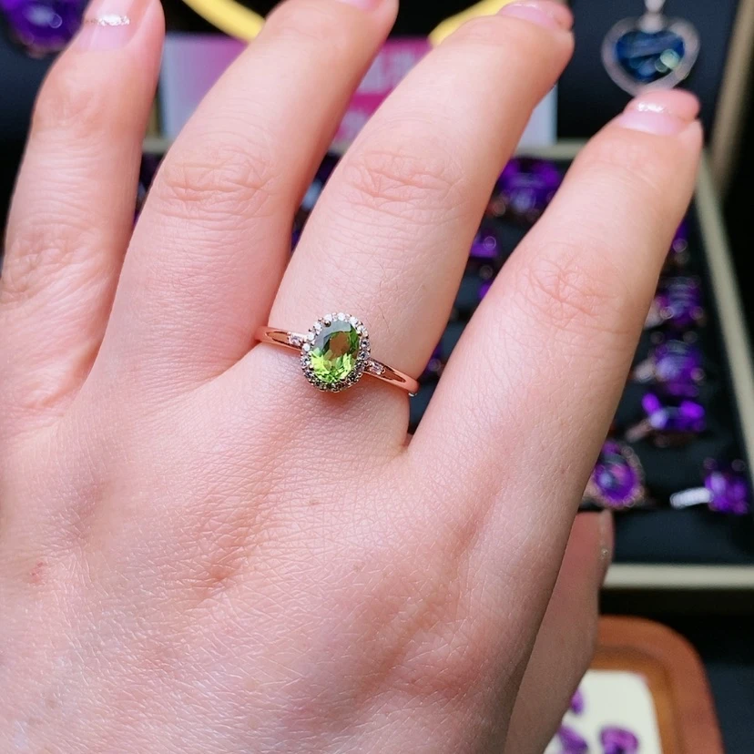 【闪购商品】橄榄石戒指银S925镶嵌