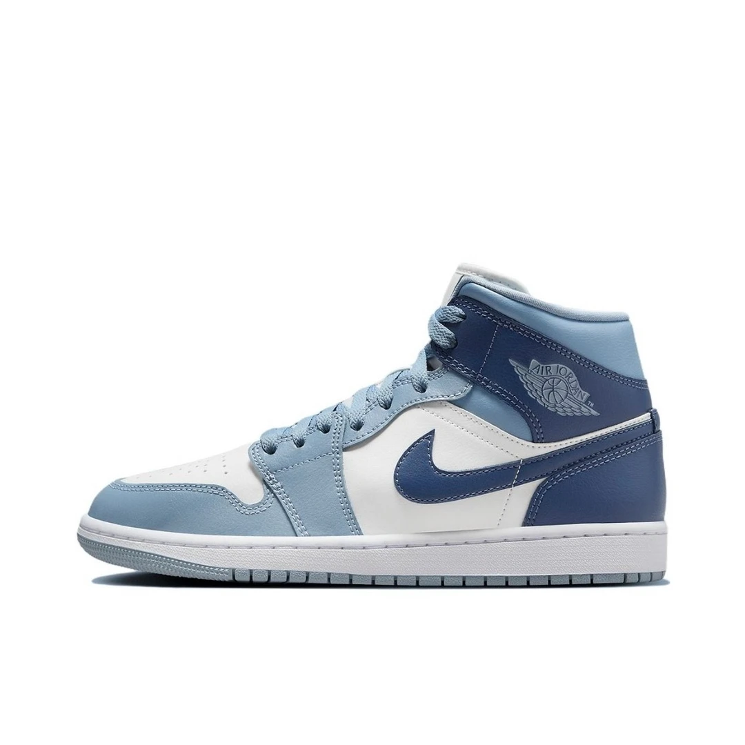 NIKE/耐克正品女子aj 中帮防滑复古休闲运动篮球鞋白蓝BQ6472-140