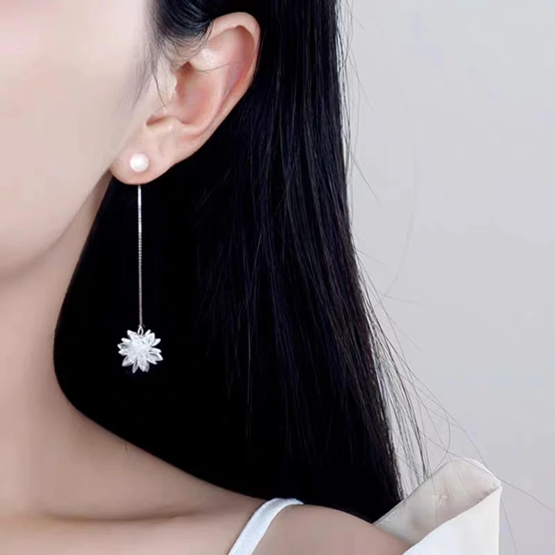 铜合金耳饰 长款流苏日韩版碎花耳环装配饰品气质耳饰N0703