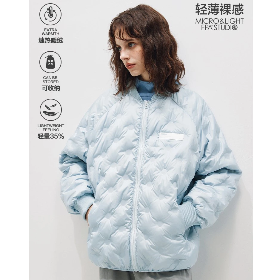 FPA【90%白鸭绒】便携款棒球领羽绒服圆点压印休闲百搭保暖秋冬外套