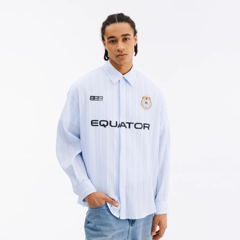 FPA条纹肌理徽章长袖衬衫