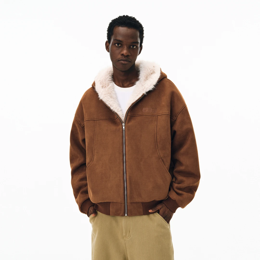 FPA毛门襟仿麂皮一体棉服秋冬男女新款款美式高级感加厚保暖外套