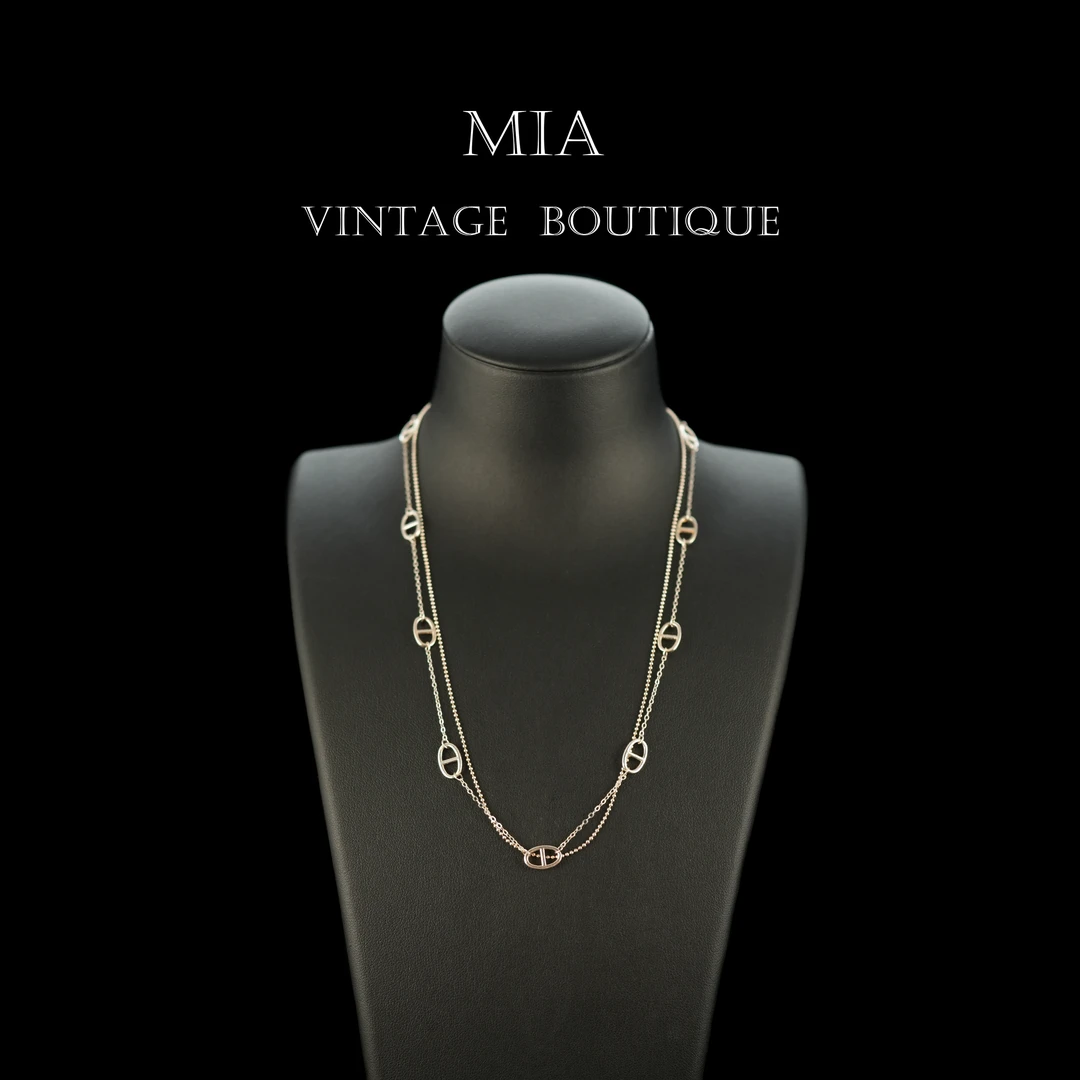 链子925银 高级感百搭简约双层猪鼻子时尚银项链~8067