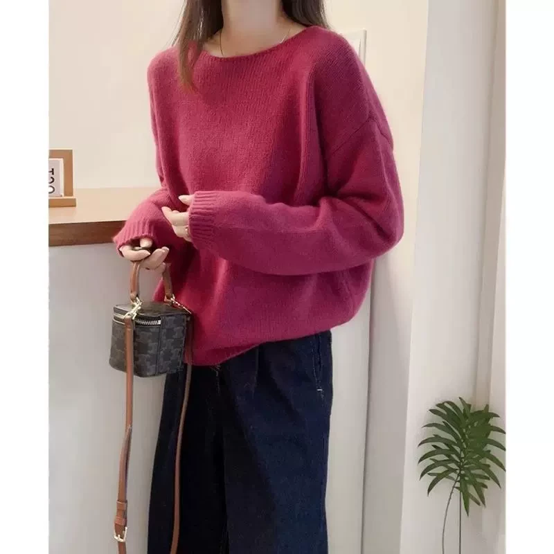 胖妹妹宽松软糯慵懒风针织衫女秋季大码休闲百搭显瘦打底毛衣外穿