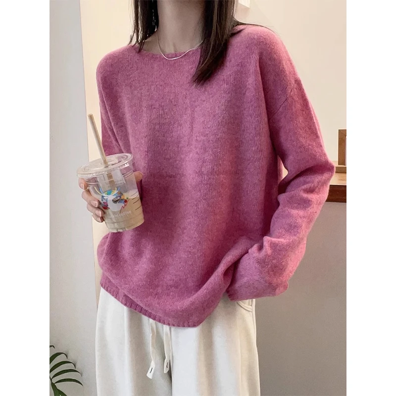 2024秋冬新款大码温柔复古毛衣女胖妹妹气质慵懒风宽松显瘦针织衫