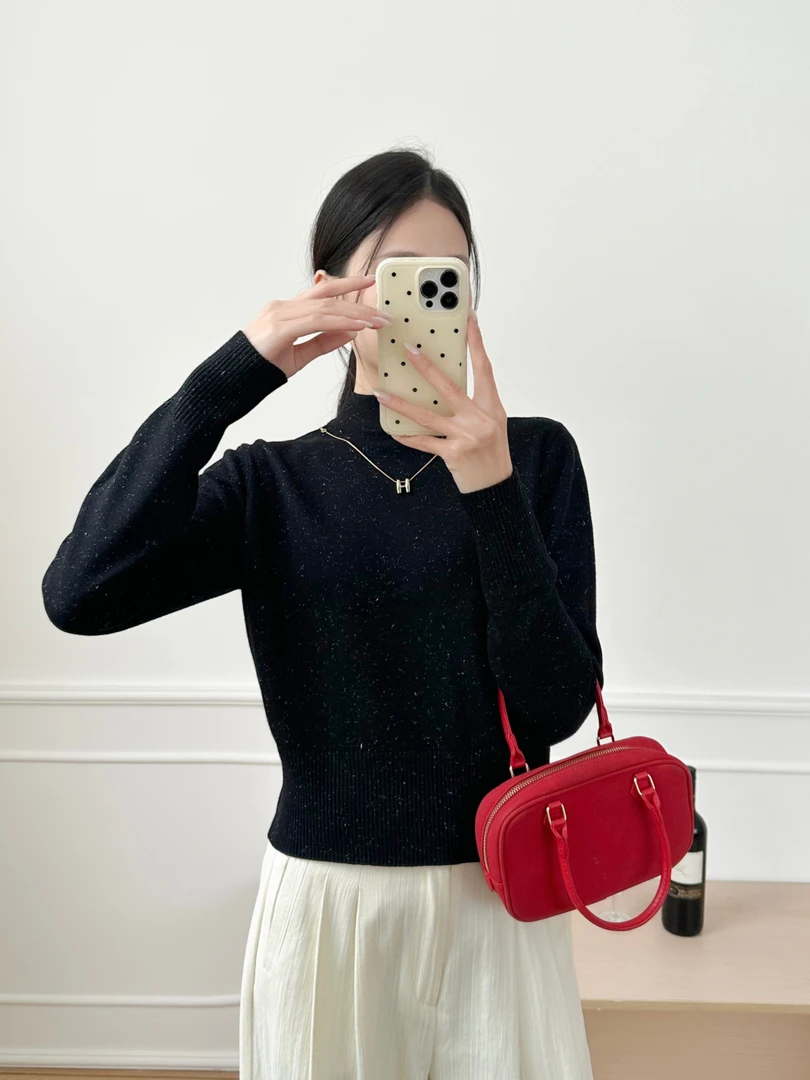 【星空打底】细闪半高领套头打底设计感修身时尚秋冬女打底衫新款