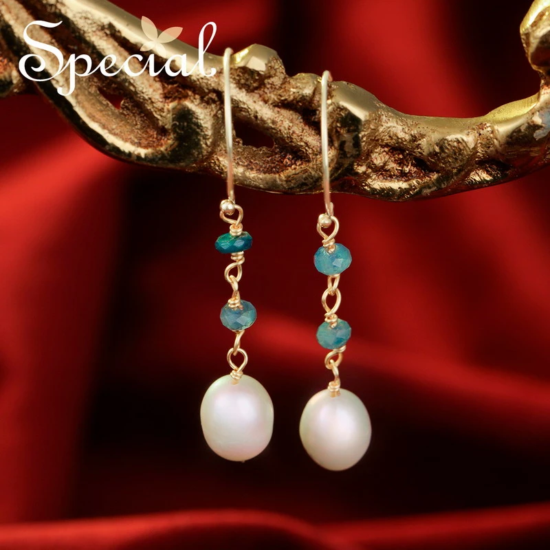 special 淡水珍珠长款优雅显瘦时尚气质耳坠耳环耳饰 水墨古城