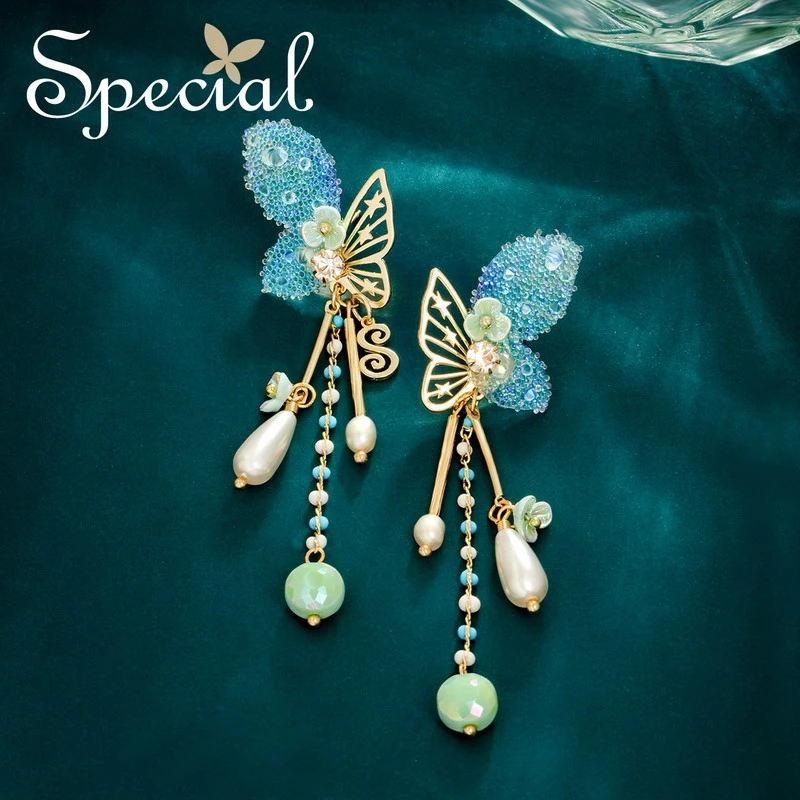 合金玻璃耳饰 special【宠爱专属】 蝴蝶耳环蝶与山茶花