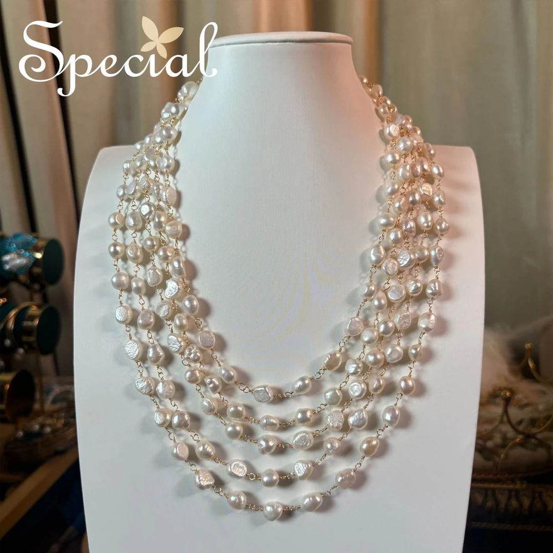 special 淡水珍珠时尚小众手工优雅多层项链 月亮也晚安