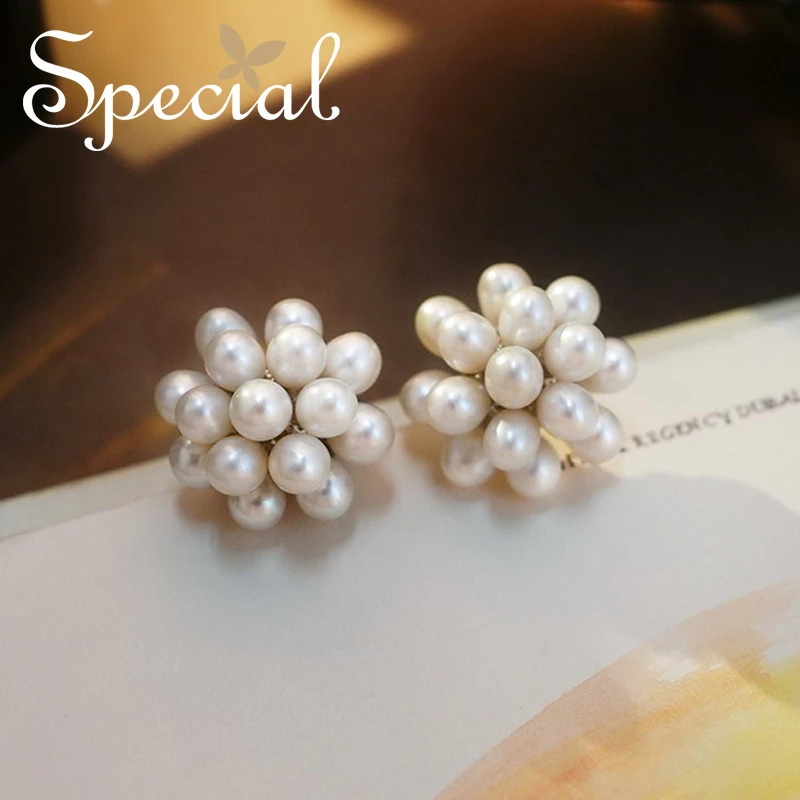 special 淡水珍珠时尚手工小众个性耳钉耳环耳饰女款爆米花 礼物