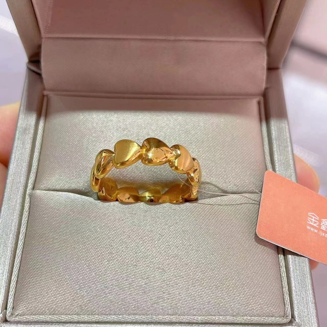 1235  足金5D无氢精品工艺 心连心小清新戒指 简约百搭闺蜜款