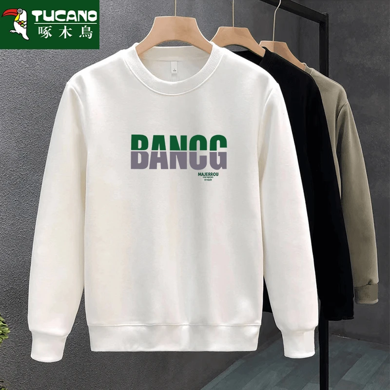 青少年套头卫衣加绒加厚男生新款个性印花2024潮春秋季保暖打底衫