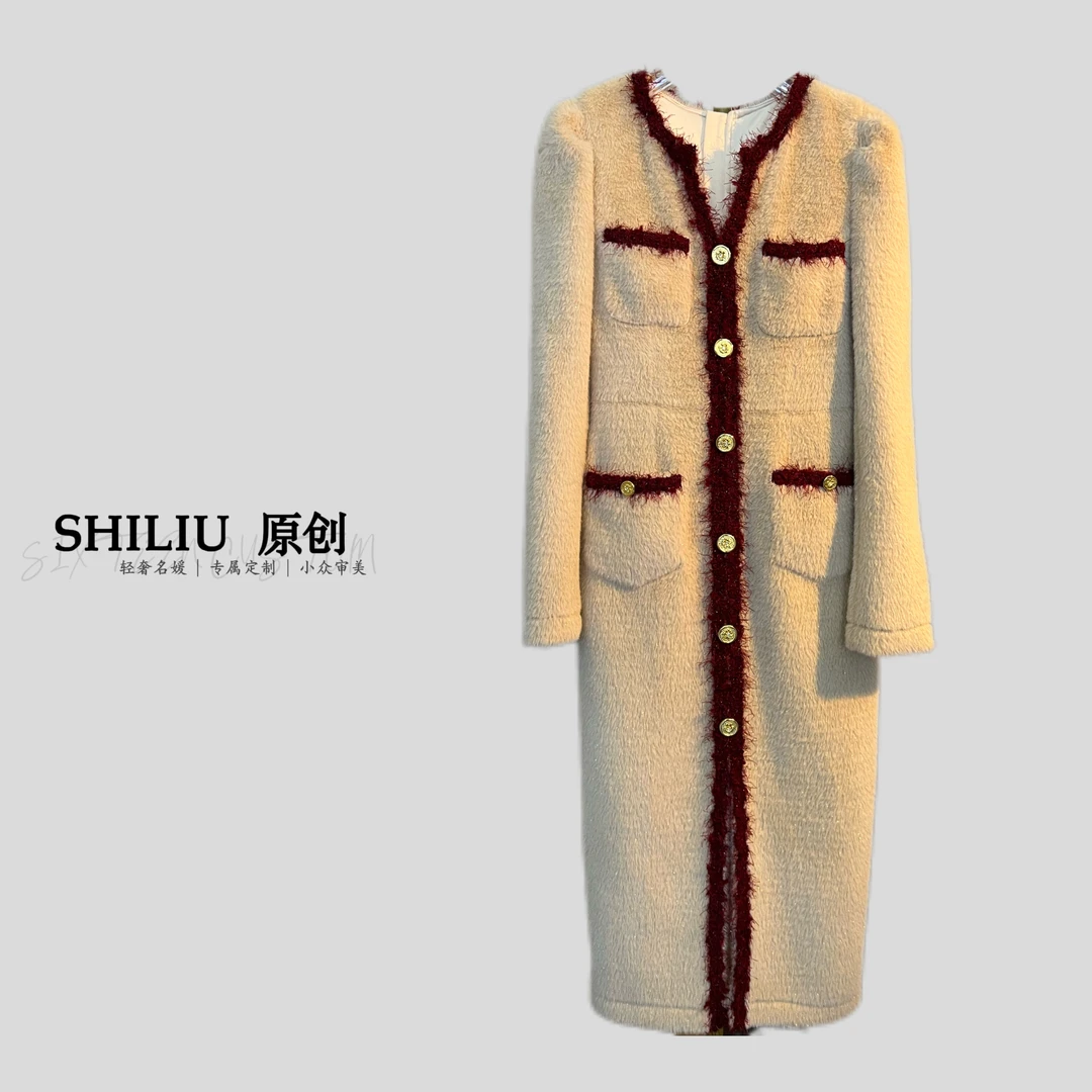 【十六原创】加厚保暖小香风轻奢秋冬显瘦名媛女装连衣裙51235