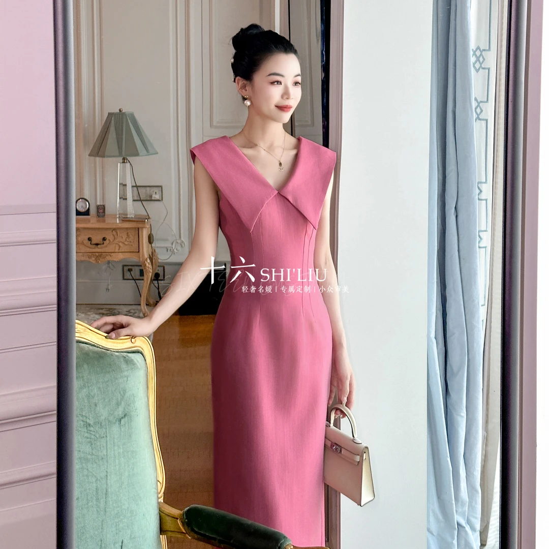 【十六原创】胭脂茉莉·开叉连衣裙夏季时尚女装连衣裙9811