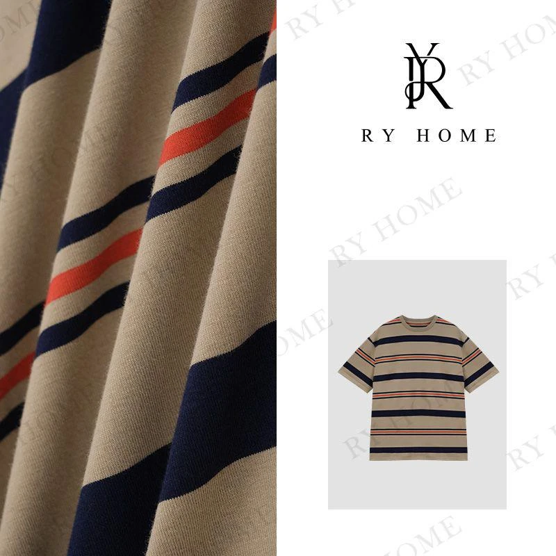 【容雨RYHOME】“知梦谣”撞色条纹套头短袖T恤24T1745
