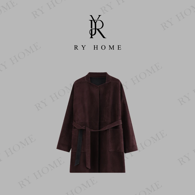 【容雨RYHOME植鞣绒面100绵羊皮＋安可拉色系皮外套243W1848