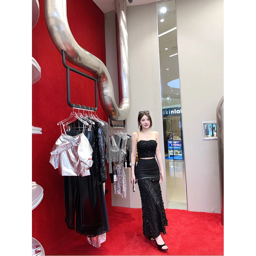 TUTU【原创设计师Du家款】时尚气质显瘦夏原创抹胸半身裙套装#TZ908