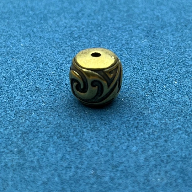 铜吊坠 黄铜做旧博古纹桶珠百搭