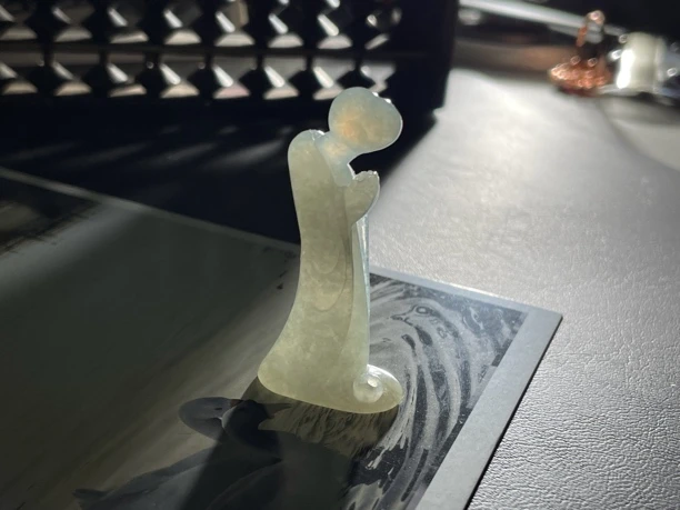 天然缅甸翡翠悟到香插糯冰种立体雕刻