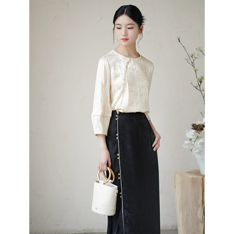 初蝉新中式国风原创女装2024年夏季新款百搭高端优雅上衣230432-Y