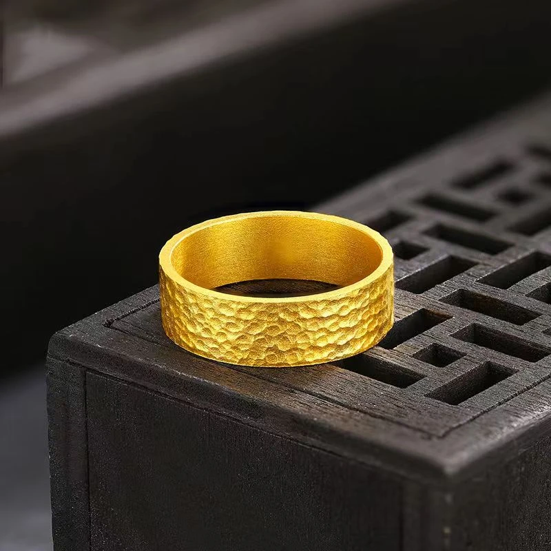 合金戒指 时尚锤纹戒指  简约百搭