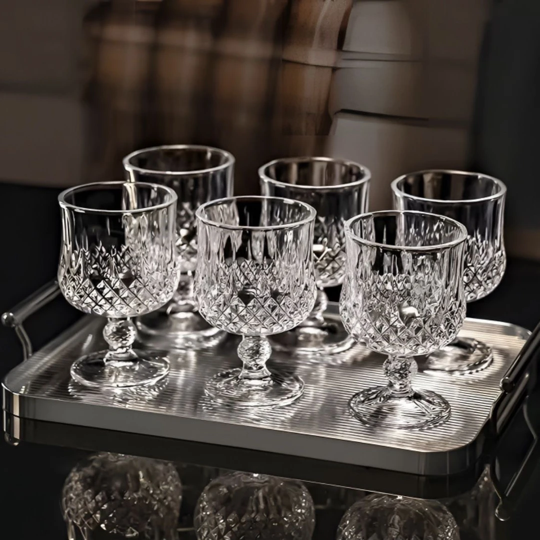 洋酒杯套装欧式玻璃杯钻石白兰地酒杯威士忌酒杯高脚杯家用红酒杯