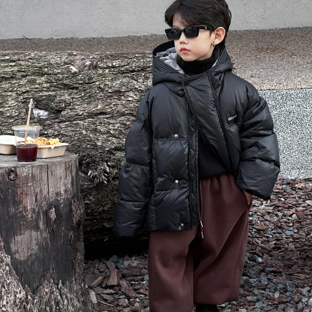 韩版男童百搭纯色加厚加绒休闲羽绒外套HH23098